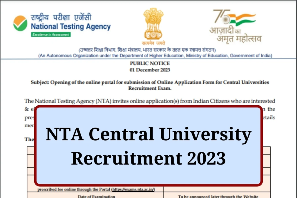 NTA Central University Recruitment 2023