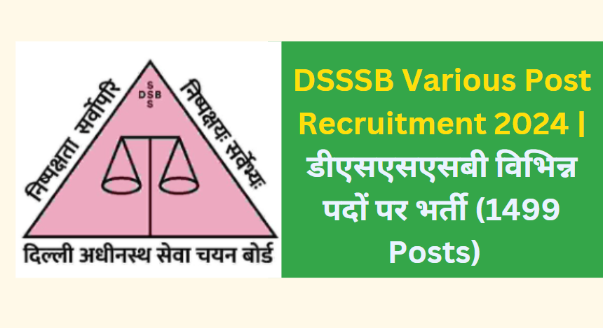 DSSSB Various Post Recruitment 2024 | डीएसएसएसबी विभिन्न पदों पर भर्ती (1499 Posts)