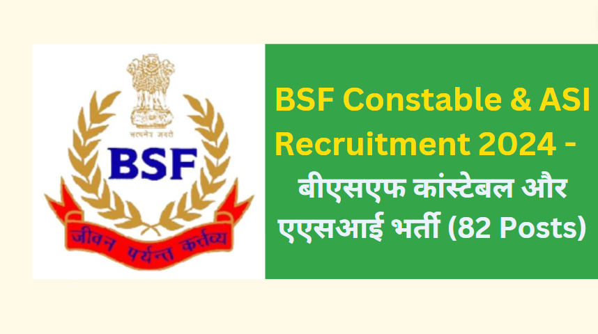 BSF Constable & ASI Recruitment 2024 - बीएसएफ कांस्टेबल और एएसआई भर्ती (82 Posts)