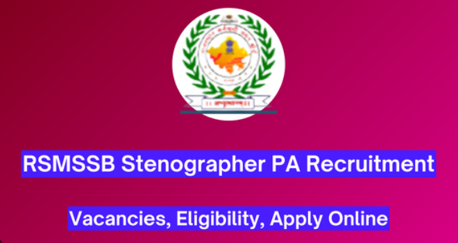 RSMSSB Stenographer / PA Recruitment 2024 Apply Online For 474 Posts