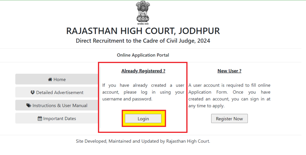 Rajasthan High Court Civil Judge Recruitment 2024 आवेदन कैसे करे ?