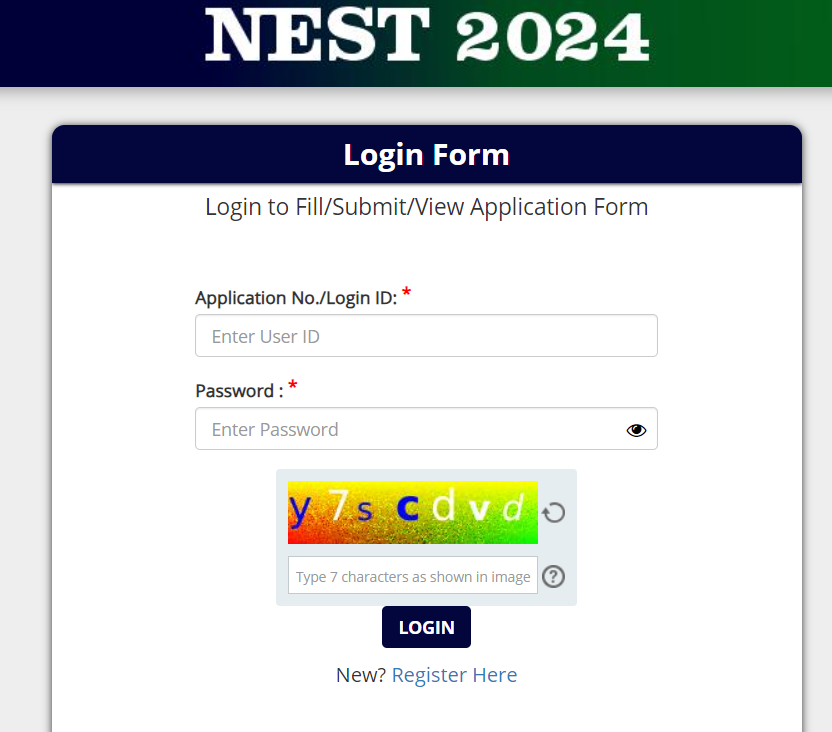 NEST Admission Online Form 2024 आवेदन कैसे भरे?