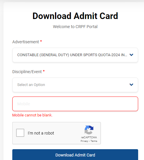 CRPF GD Constable Sports Quota Admit Card 2024 को केसे डाउनलोड करें?