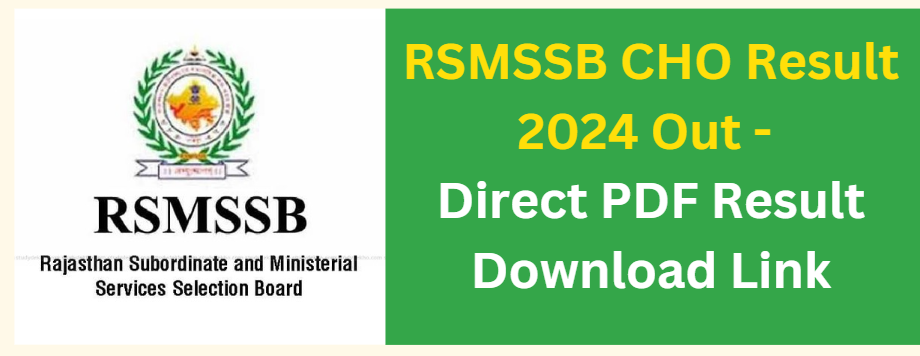 RSMSSB CHO Result 2024 Out - Direct PDF Result Download Link