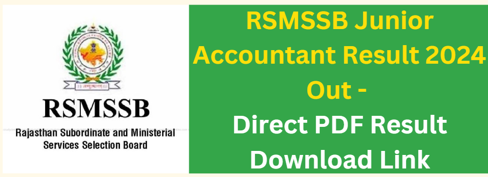RSMSSB Junior Accountant Result 2024 Out - Download PDF Now