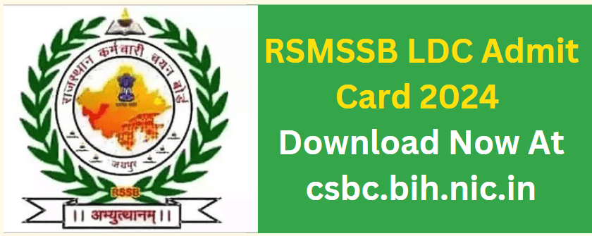 RSMSSB LDC Admit Card 2024 Download Now At csbc.bih.nic.in