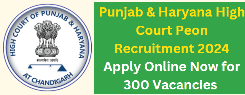 Punjab & Haryana High Court Peon Recruitment 2024 Apply Online Now for 300 Vacancies